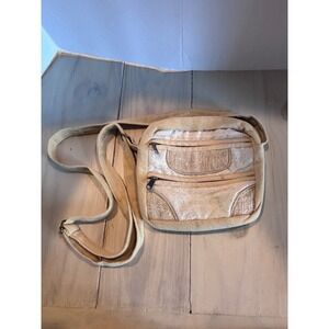 Earth Divas Hemp Cotton Crossbody Bag Beige Boho Fair Trade Made in Nepal Boho